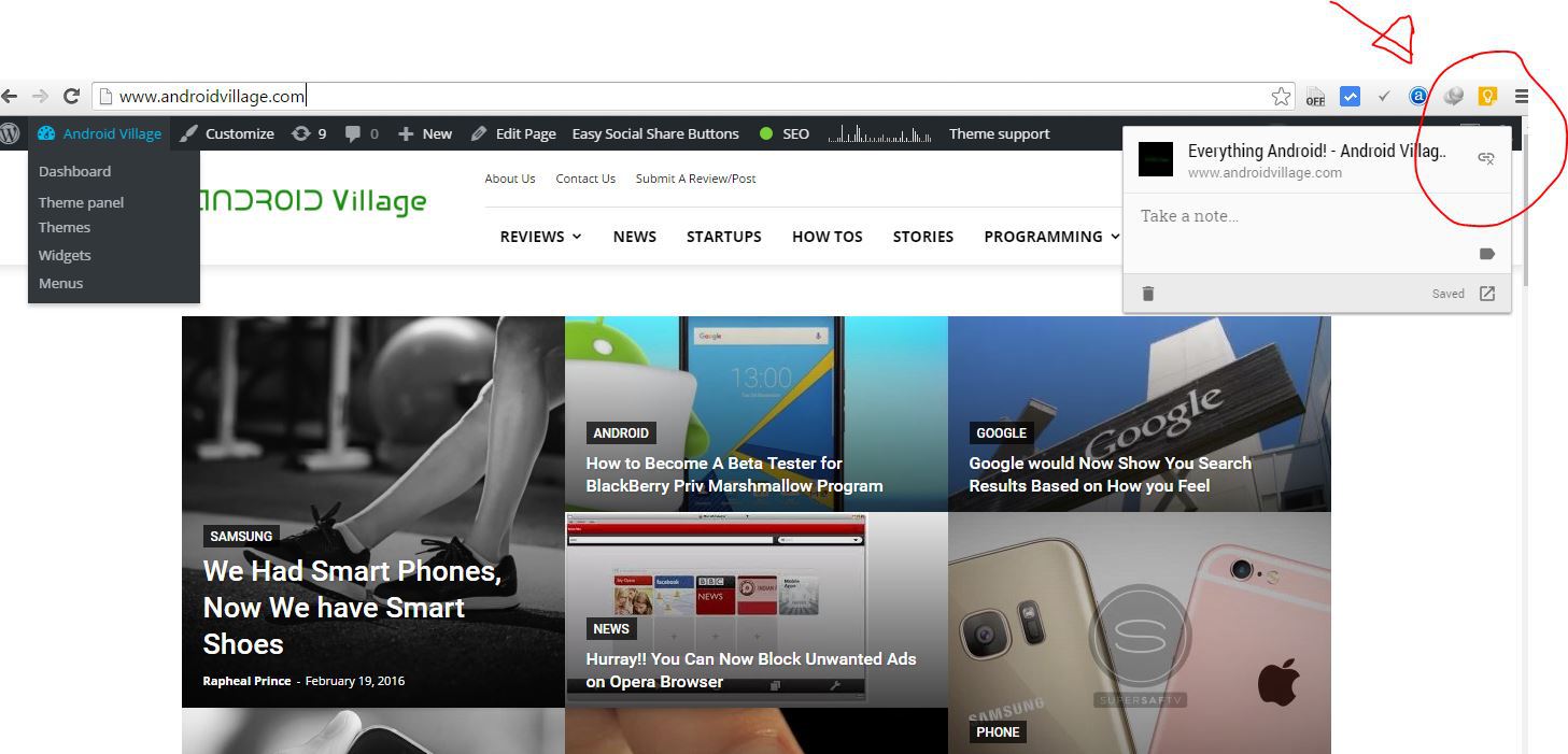 Google Keep Chrome/App Extension