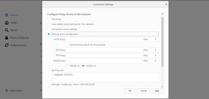 how to Set a proxy server in Firefox