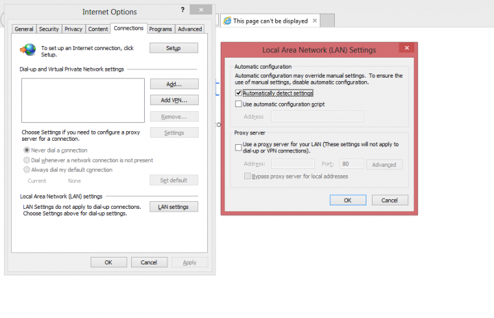 setting up proxy on IE/Edge browser