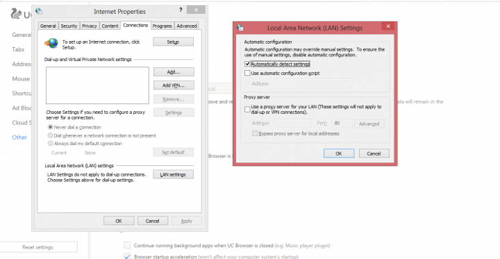 setting up a proxy server on UC browser