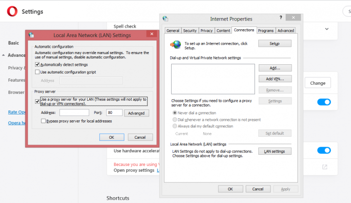 how to Set a proxy server in Opera