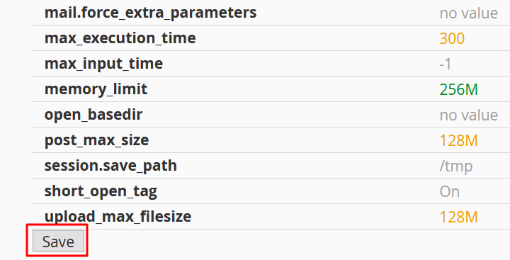 change file upload values