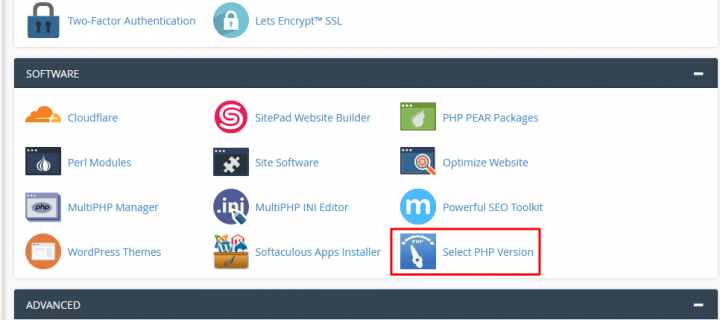 select php version