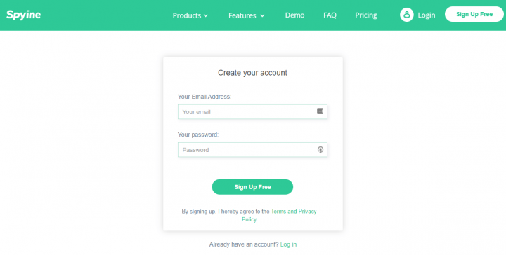 spyine sign up process
