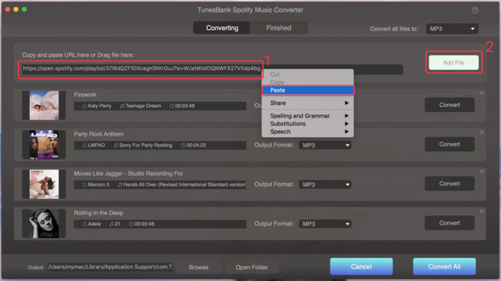 copy the URL of the Spotify playlist