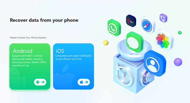 Wondershare Dr.fone data recovery feature