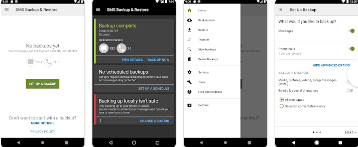 SMS backup and restore